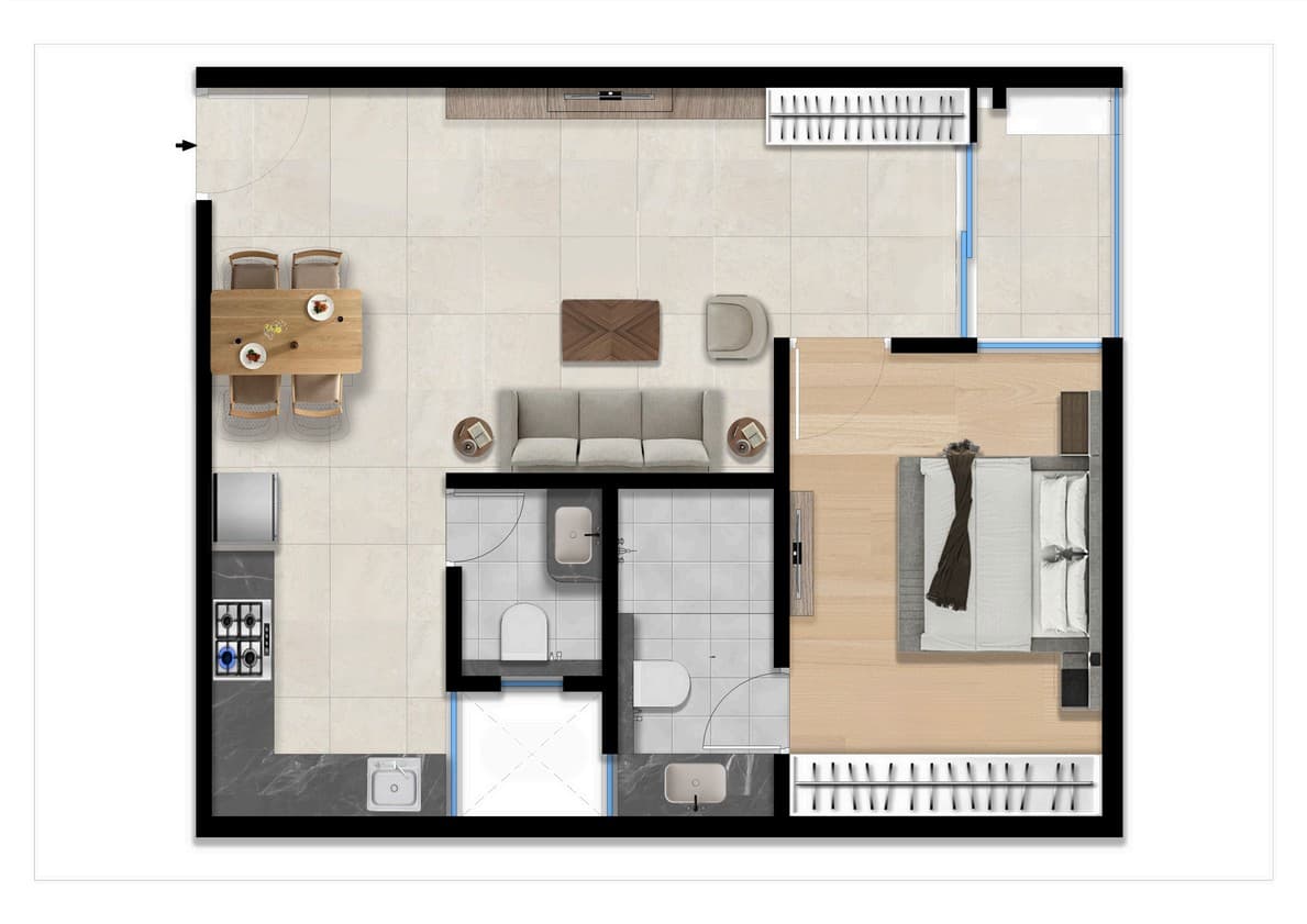 1-Bedroom Floor Plan